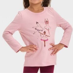 Cat & Jack Toddler Girls Ballerina Graphic Tee • Dusty Pink • Size 2T 🩰